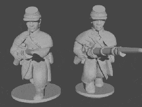 10 & 15mm civil war infantry greatcoats charging pose 1 - wargaming3d 28mm miniature 3d print model - Mito3D