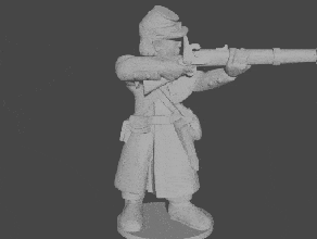10 & 15mm civil war infantry greatcoats firing pose 1 - wargaming3d 28mm miniature 3d print model - Mito3D