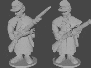 10 & 15mm civil war infantry greatcoats loading pose - wargaming3d 28mm miniature 3d print model - Mito3D