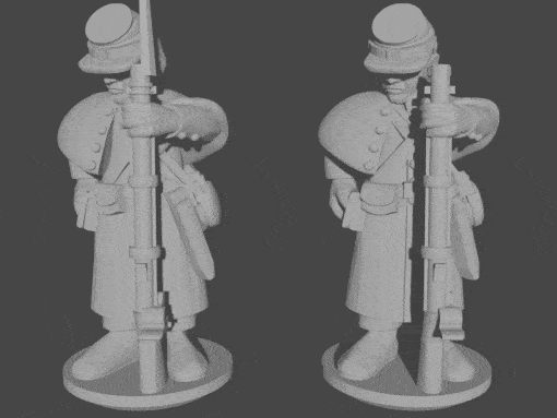 10 15mm civil guerra infantería abrigos cargando pose 2 wargaming3d 28mm miniatura 3D print model - Mito3D