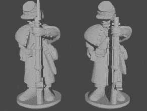 10 & 15mm civil war infantry greatcoats loading pose 2 - wargaming3d 28mm miniature 3d print model - Mito3D