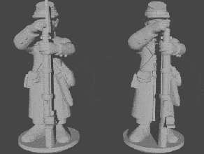 10 15mm Civil guerra infantaria sobretudos Carregando pose 4 wargaming3d 28mm miniatura 3d print model - Mito3D