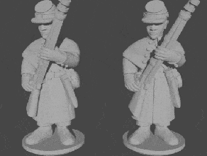 10 & 15mm civil war infantry greatcoats loading pose 8 - wargaming3d 28mm miniature 3d print model - Mito3D