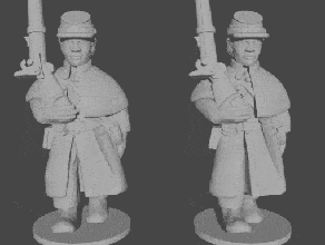 10 & 15mm civil war infantry greatcoats marching pose 1 - wargaming3d 28mm miniature 3d print model - Mito3D