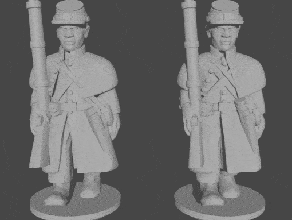 10 & 15mm civil war infantry greatcoats marching pose 2 - wargaming3d 28mm miniature 3d print model - Mito3D