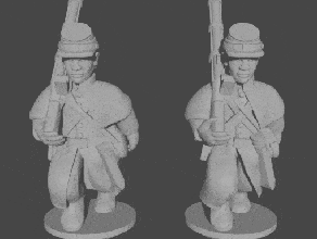 10 & 15mm civil war infantry greatcoats quick marching pose 1 - wargaming3d 28mm miniature 3d print model - Mito3D