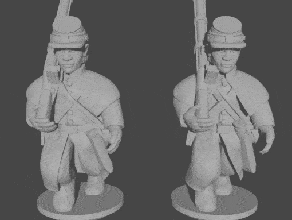 10 & 15mm civil war infantry greatcoats quick marching pose 2 - wargaming3d 28mm miniature 3d print model - Mito3D