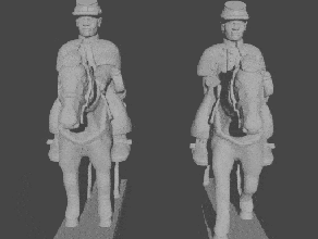 10 & 15mm civil war mounted officers greatcoats - wargaming3d 28mm miniature 3d print model - Mito3D