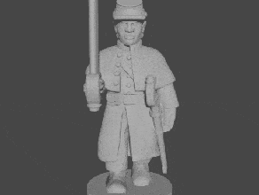 10 & 15mm civil war officers greatcoats marching swords - wargaming3d 28mm miniature 3d print model - Mito3D