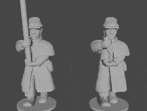 10 & 15mm civil war standard bearers greatcoats marching pose 1 - wargaming3d 28mm miniature 3d print model - Mito3D