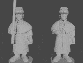 10 & 15mm civil war standard bearers greatcoats standing pose 1 - wargaming3d 28mm miniature 3d print model - Mito3D