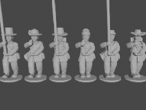 10 & 15mm civil war standard bearers sack coats marching pose 1 - wargaming3d 28mm miniature 3d print model - Mito3D