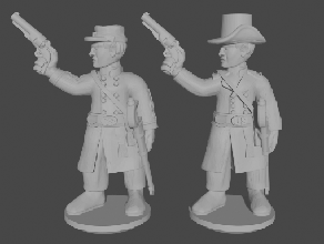 10 & 15mm civil war union confederate officers frock coats cocking revolvers - wargaming3d 28mm miniature 3d print model - Mito3D