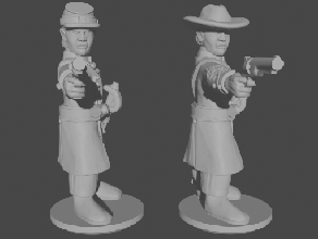 10 & 15mm civil war union confederate officers frock coats firing revolvers - wargaming3d 28mm miniature 3d print model - Mito3D