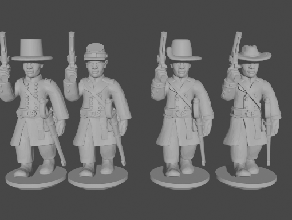 10 & 15mm civil war union confederate officers frock coats marching revolvers - wargaming3d 28mm miniature 3d print model - Mito3D