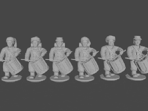 10 & 15mm civil war zouave drummers marching pose 1 - wargaming3d 28mm miniature 3d print model - Mito3D