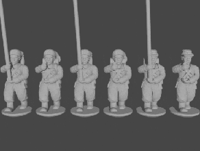 10 & 15mm civil war zouave standard bearers marching pose 1 - wargaming3d 28mm miniature 3d print model - Mito3D