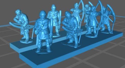 10mm gothique archers escarmouche ps wargaming3d 28mm miniature 3d print model - Mito3D