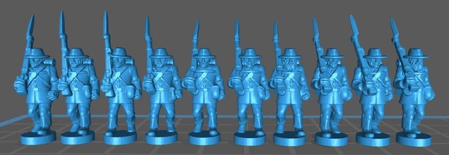 15mm acw infantry hat backpack union - wargaming3d miniature wargamming 15 mm, ACW 3d print model - Mito3D