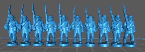 15mm acw infantaria chapéu confederado wargaming3d miniatura jogos guerra 15 milímetros 3d print model - Mito3D