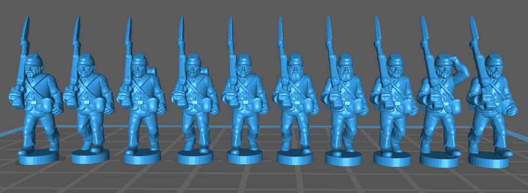 15mm acw piyade çuval ceket pelerin wargaming3d minyatür savaş oyunları 15 mm 3D print model - Mito3D