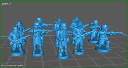 15mm acw infantry skirmishing hat frock coat - wargaming3d miniature wargamming 15 mm, ACW 3d print model - Mito3D