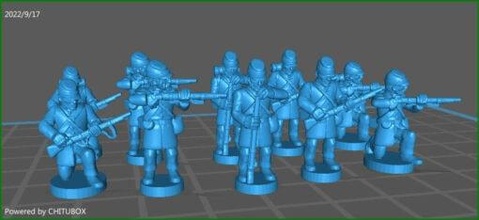 15mm acw infantry skirmishing kepi2 frock coat - wargaming3d miniature wargamming 15 mm, ACW 3d print model - Mito3D