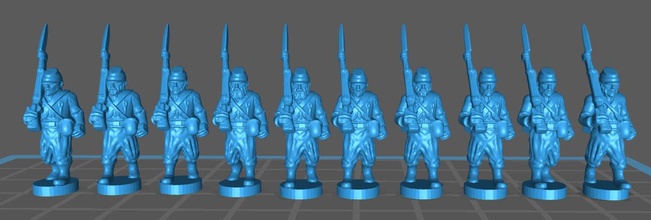 15mm acw infantry zouaves kep - wargaming3d miniature wargamming 15 mm, ACW 3d print model - Mito3D