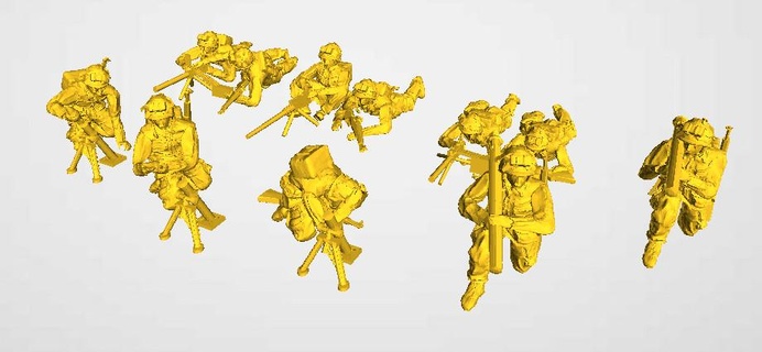 15mm paratrooper weapons - wargaming3d miniature wargamming 3d print model - Mito3D