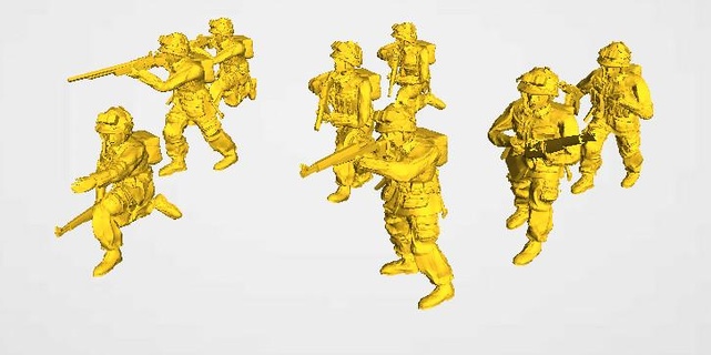 15mm us paratrooper squad 3 - wargaming3d miniature wargamming 3d print model - Mito3D