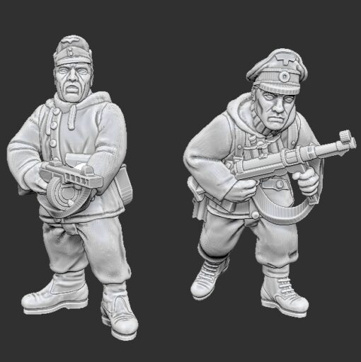 15mm winter germans - officer acompanying smg gunner wargaming3d miniature wargamming German, late war, mid, mid-war, wehrmacht, 3D print model - Mito3D