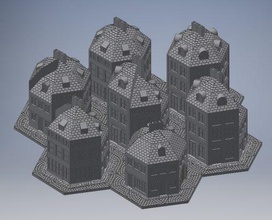 18th-19th town buildings - wargaming3d miniature wargamming 3d print model - Mito3D