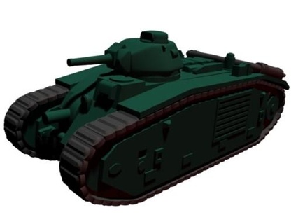 1 100 char b1 tank - wargaming3d Categories: 1918-1939: Interwar, 1936-1939: 1939-1945: WW2, DIGITAL STL FILES, France, French miniature wargamming 3d print model - Mito3D