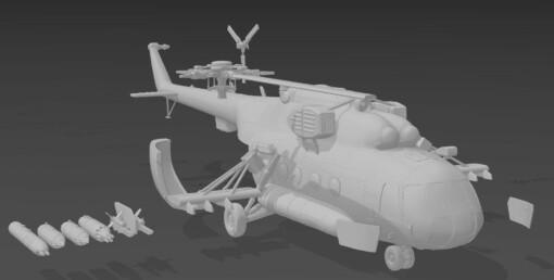 1 100 mil-mi-8 17 hip transport helicopter - wargaming3d Category: Uncategorized miniature wargamming 3d print model - Mito3D