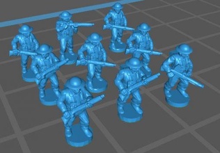 1 200 100 ww2 uk infantry - wargaming3d 28mm miniature 3d print model - Mito3D
