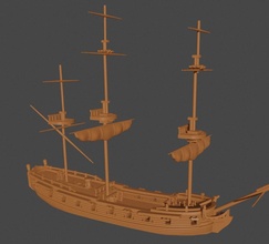 1 285 6mm ship sloop multi part wargaming3d miniatura jogos guerra 3d print model - Mito3D
