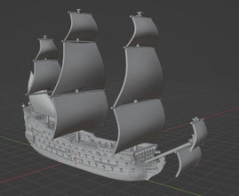 1 600 17th century mast & sail set - wargaming3d miniature wargamming 3d print model - Mito3D