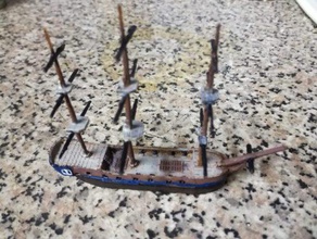 1 700 generico est-indiaman nave a vela - wargaming3d 28mm in miniatura 3d print model - Mito3D