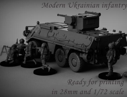 1 moderno infantería ucranio armado efectivo wargaming3d Categoría digital stl archivos miniatura juego guerra 3d print model - Mito3D