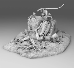 28 mm crashed chinook - wargaming3d miniature wargamming : 1:56 / 28mm, Afghanistan -3D models Kickstarter, modern, Near East, scenery, studio grozny, terrain, ww2 3d print model - Mito3D