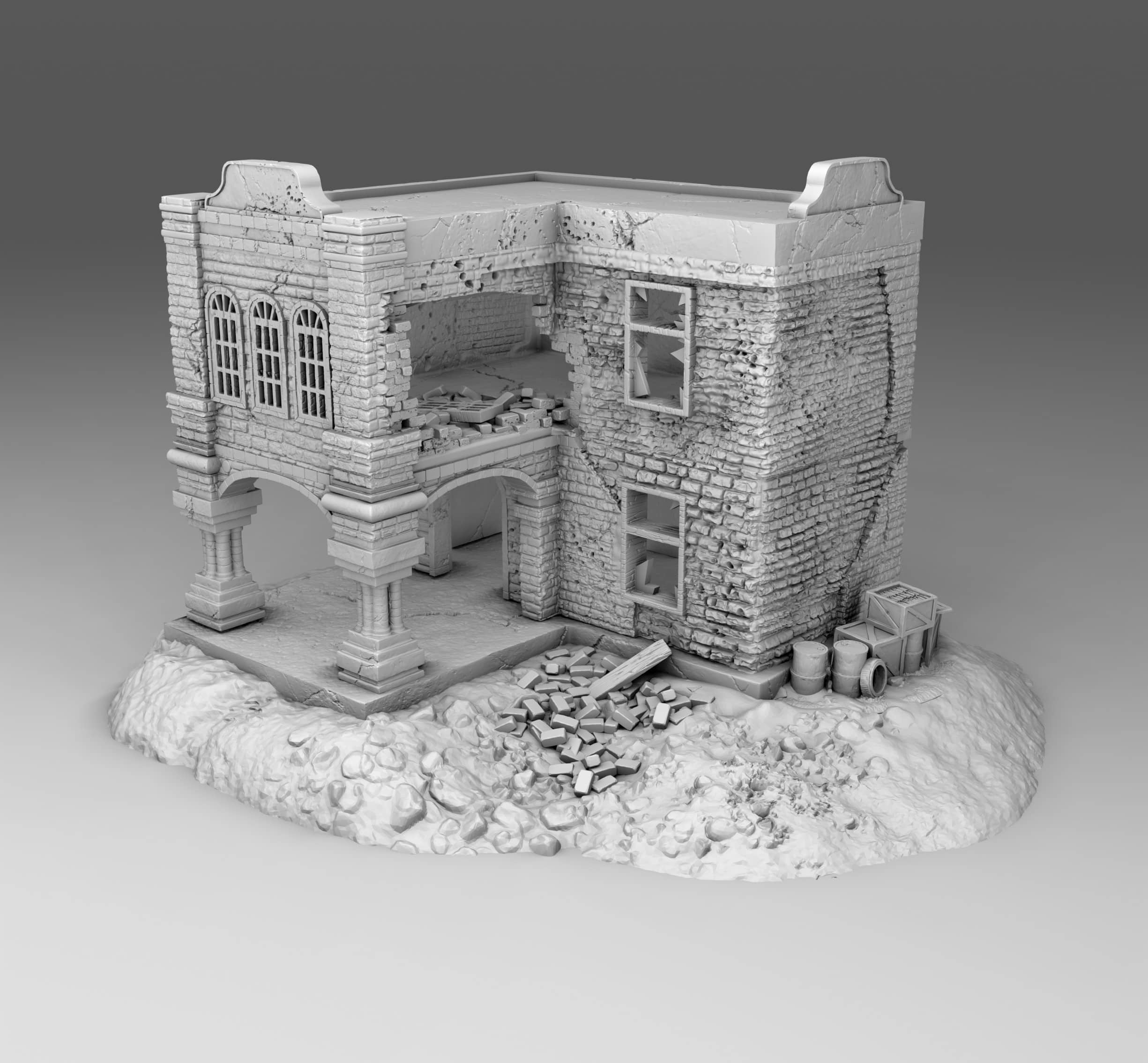 28 mm estragado árabe construção 03 wargaming3d miniatura jogos guerra 1 56 28mm Afeganistão 3D modelos Iniciador moderno Leste cenário estúdio grozny terra ww2 3D print model - Mito3D