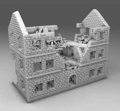 28 mm destroyed storey building - wargaming3d miniature wargamming : 1:56 / 28mm, Afghanistan -3D models Kickstarter, modern, Near East, ruins, scenery, studio grozny, terrain, ww2 3d print model - Mito3D