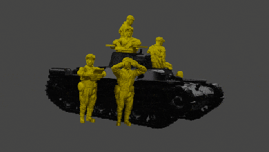 28 mm japan tank crew - wargaming3d 28mm miniature 3d print model - Mito3D