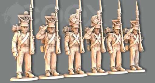 28mm - standing attention grand duchy warsaw released wargaming3d Categories: 1:56 / 28mm, 1700-1900: Horse & Musket, 1789-1815: Napoleonic Wars, DIGITAL STL FILES tag 1 56 miniature wargamming 3d print model - Mito3D