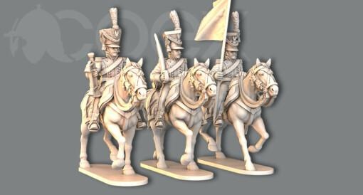 28mm - uhlans command grand duchy warsaw wargaming3d Categories: 1:56 / 28mm, 1700-1900: Horse & Musket, 1789-1815: Napoleonic Wars, DIGITAL STL FILES tag 1 56 miniature wargamming 3d print model - Mito3D