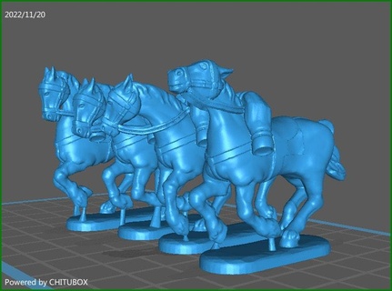 28mm british hc uk4 horses 1812 charging - wargaming3d 1 56 napoleonic miniature wargamming 3d print model - Mito3D