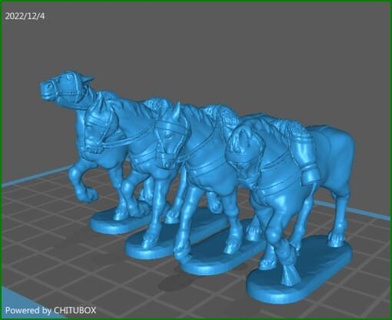 28mm british lc uk5 horses walking - wargaming3d 1 56 napoleonic miniature wargamming 3d print model - Mito3D