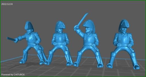 28mm french courassiers generals - wargaming3d 1 56 napoleonic miniature wargamming 3d print model - Mito3D