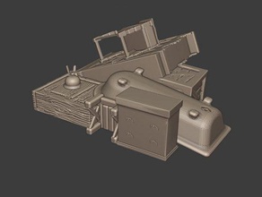 28mm mobilia barricata detriti wargaming3d miniatura 3d print model - Mito3D
