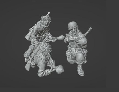 28mm german fallschirmjager panzerfaust team 2 - wargaming3d Categories: 1:56 / 28mm, 1939-1945: WWII WW2, 3D PRINTABLES, German, Historically Accurate tag 1 56 miniature wargamming 3d print model - Mito3D